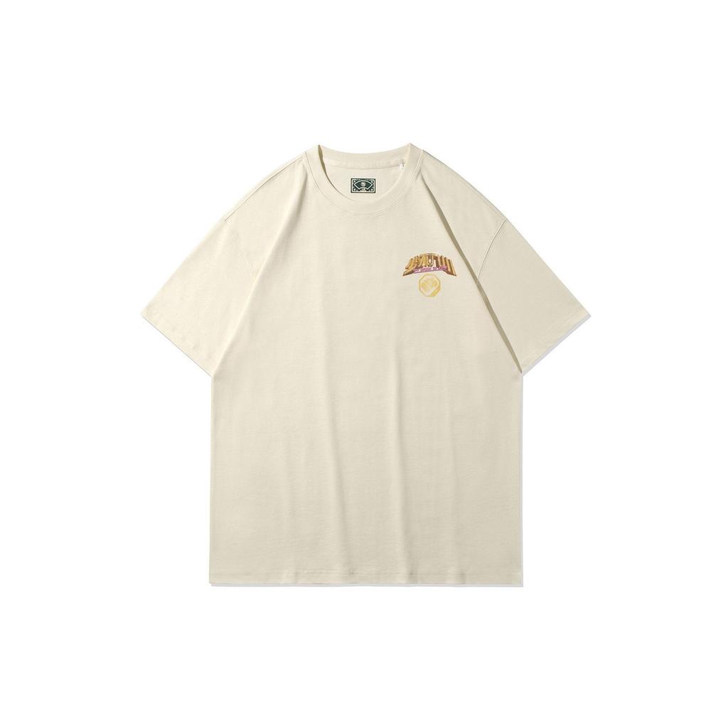 Li Ning Badfive Anti-Five Series Youth Not Entering Sichuan Theme Printed Round Neck Short Sleeve T-Shirt Men Tops Cloud-Apricot AHSR561-2