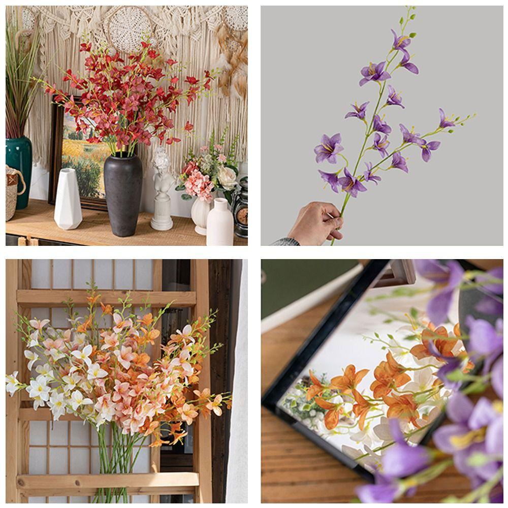 Echte Haptik 2 Gabeln Künstliche Orchideenblüte DIY Orchidee Seidenblume 85cm Künstliche Blumen Ast Heimdeko