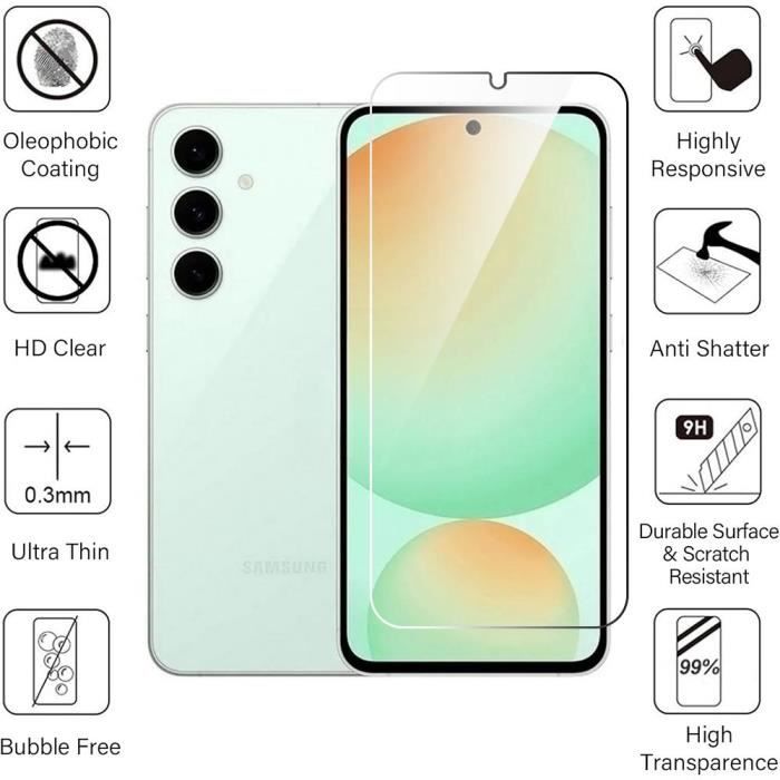 Film de protection en verre trempé - Samsung - Galaxy S24 FE - Lot de 4 - Résistance 9H - Transparent