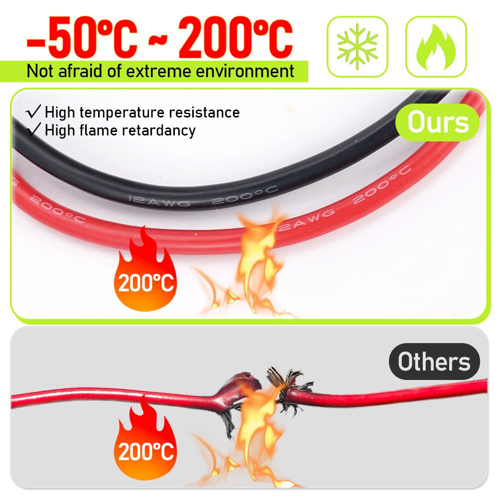12AWG XT60 Connector Cable Silicone Tinned Copper Extension Lead 6M for RV Car & Energy Storage Battery Charging Wiring