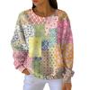 Moda Mujer Casual Degradado Estampado Vintage Jersey Deportivo de Manga Larga