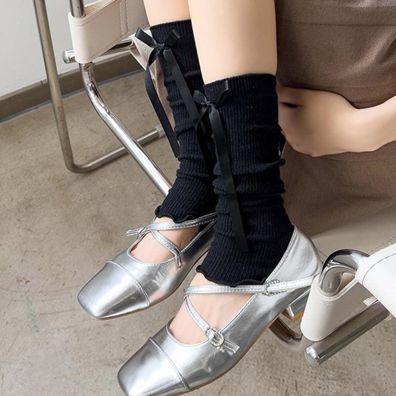 Knit Winter Warm Leg Warmers Long Socks Boot Cuffs Ribbed Leggings Stockings Bowknot Knee Warmers Sleeve