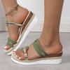 Women's Colorblock Trendy Sandals, Slip On Casual Summer Beach Slides, Non-slip Wedge Slides