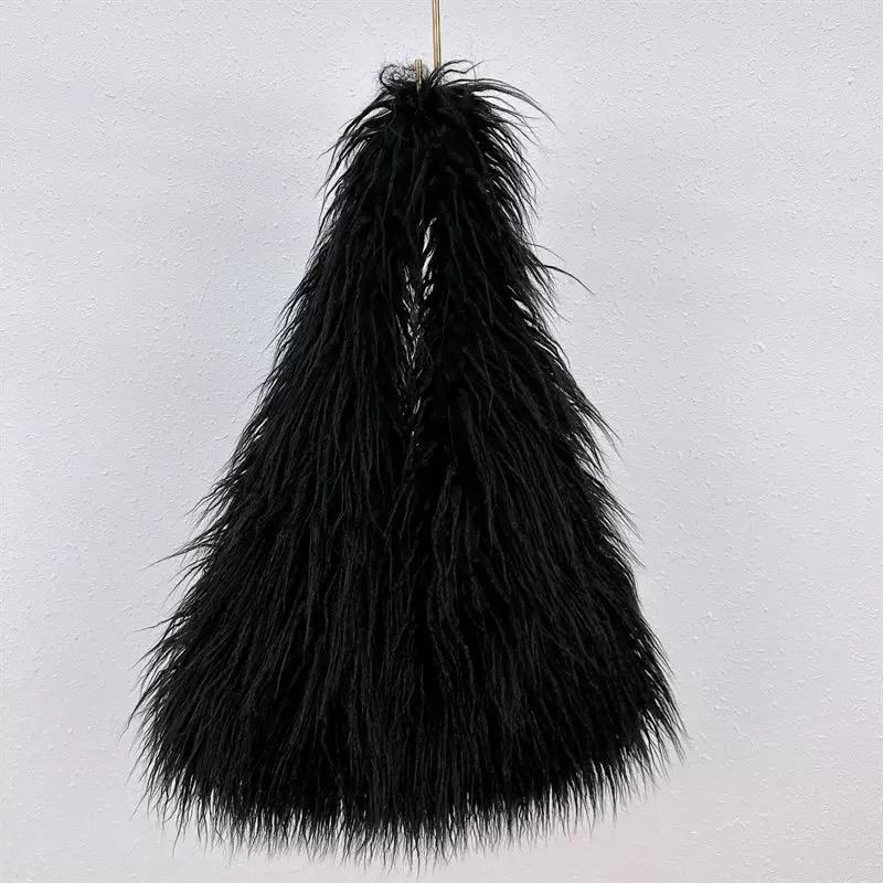 2026 NEW Wool Women's Plush Shoulder Bags Y2k Hot Girls Faux Fur Drawstring Bucket Bag Fashion Female Furry Purse Tote Handbags