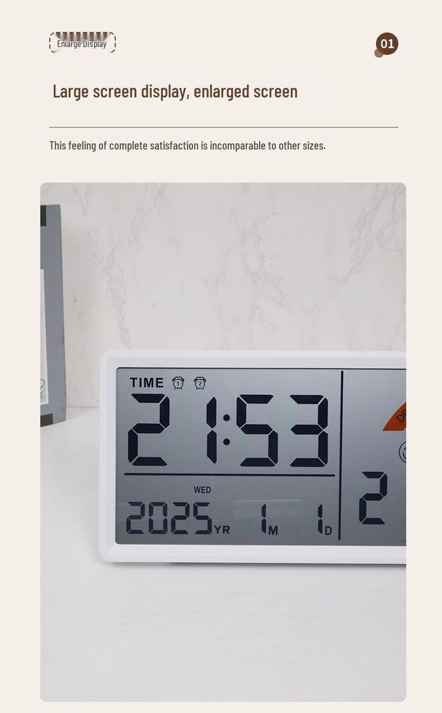 Relógio LCD Multifuncional de Tela Grande: Relógio Digital para Sala de Estar com Display de Temperatura e Umidade, Modelo 9554