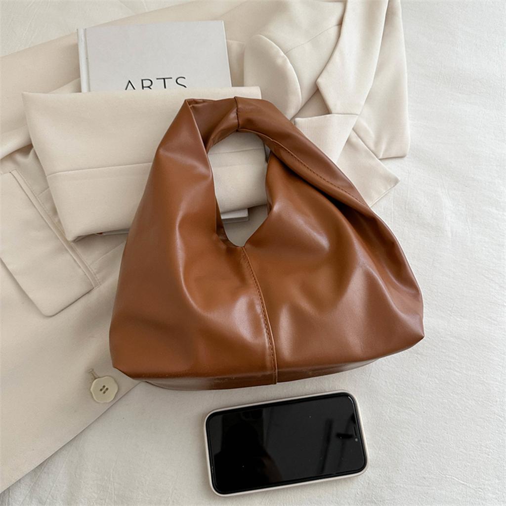 Women's Dopamine Pleated Handbag Lightweight PU Clutch Bag with Magnetic Closure for Casual Chic Style Shoulder Bag