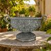 Eisen-Sockel-Blumenkübel mit Griffen, distressed, für den Garten