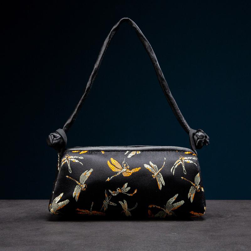 Retro Embroidery Satin Silk Handbags Flower Storage Bags Silk Embroidered Women Bag Fashion Matching Bride Women Handbag