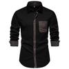 Casual Long-sleeved Shirt Men's Triangular Collar Contrasting Long-sleeved Shirt