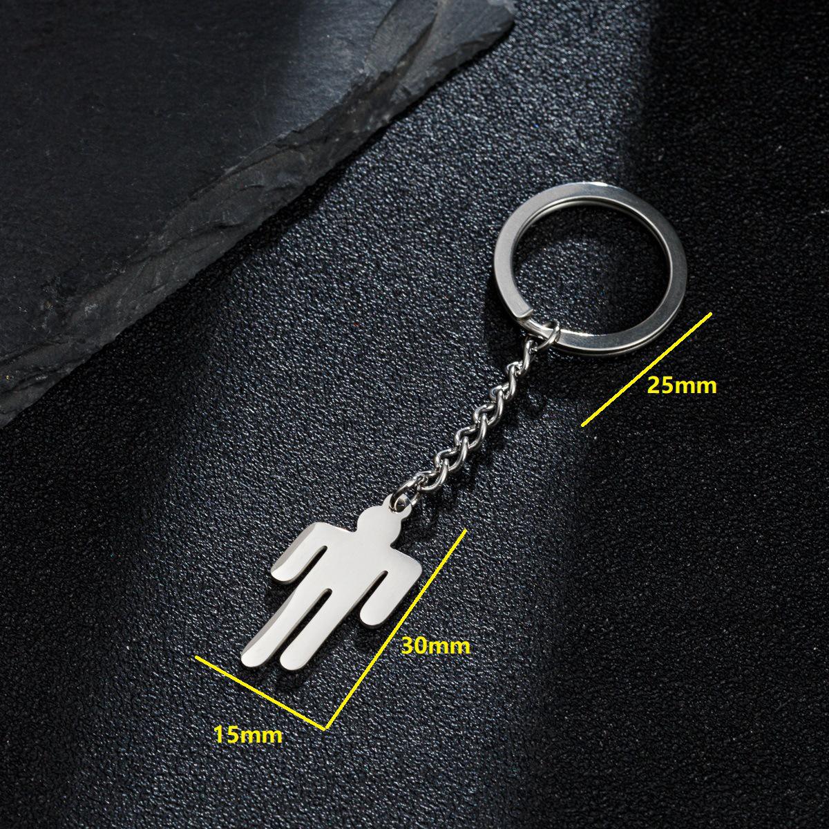 Stainless Steel Double-Sided Polished Rapper Pendant Keychain