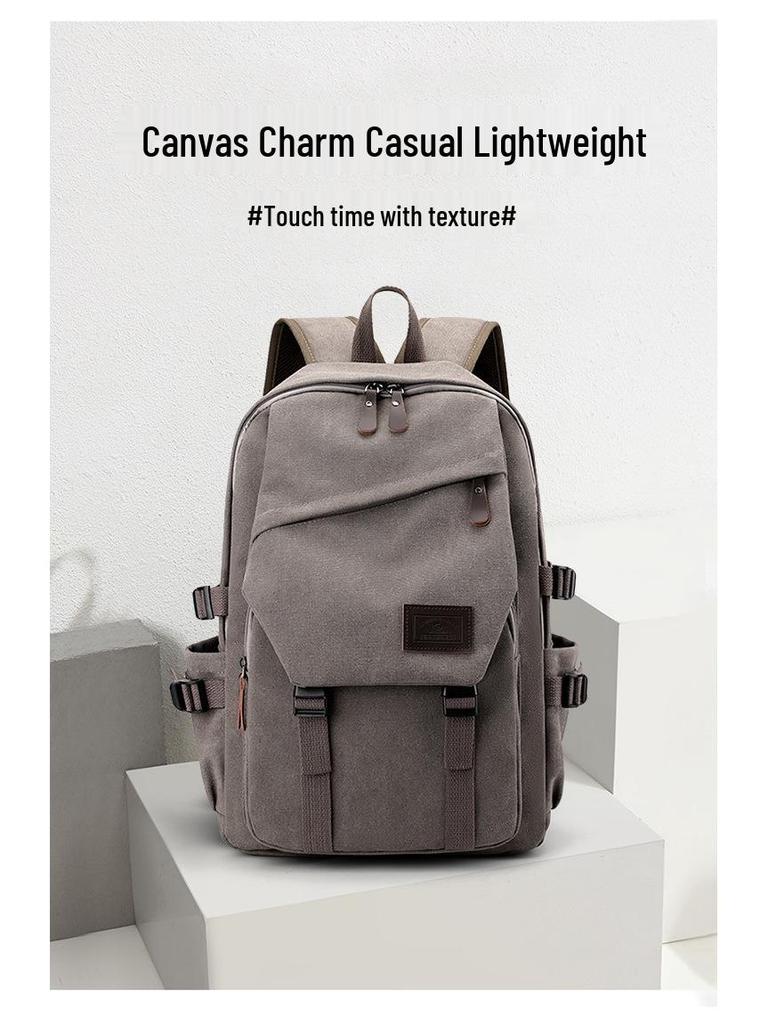 Large Vintage Canvas Backpack for Students - Unisex, Junior to High School