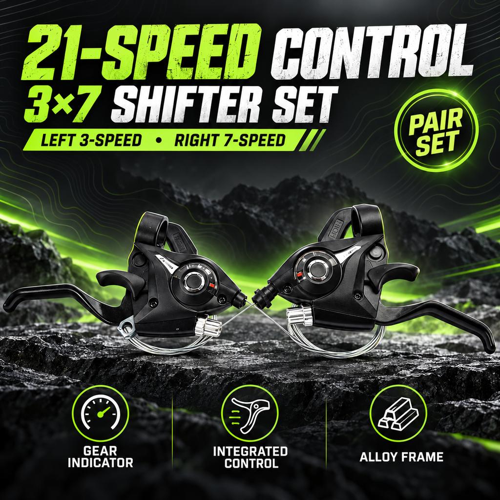 Mountain Bike Shifter Set with Integrated Brake Lever, 3x7/3x8 Speed, Clamp-On