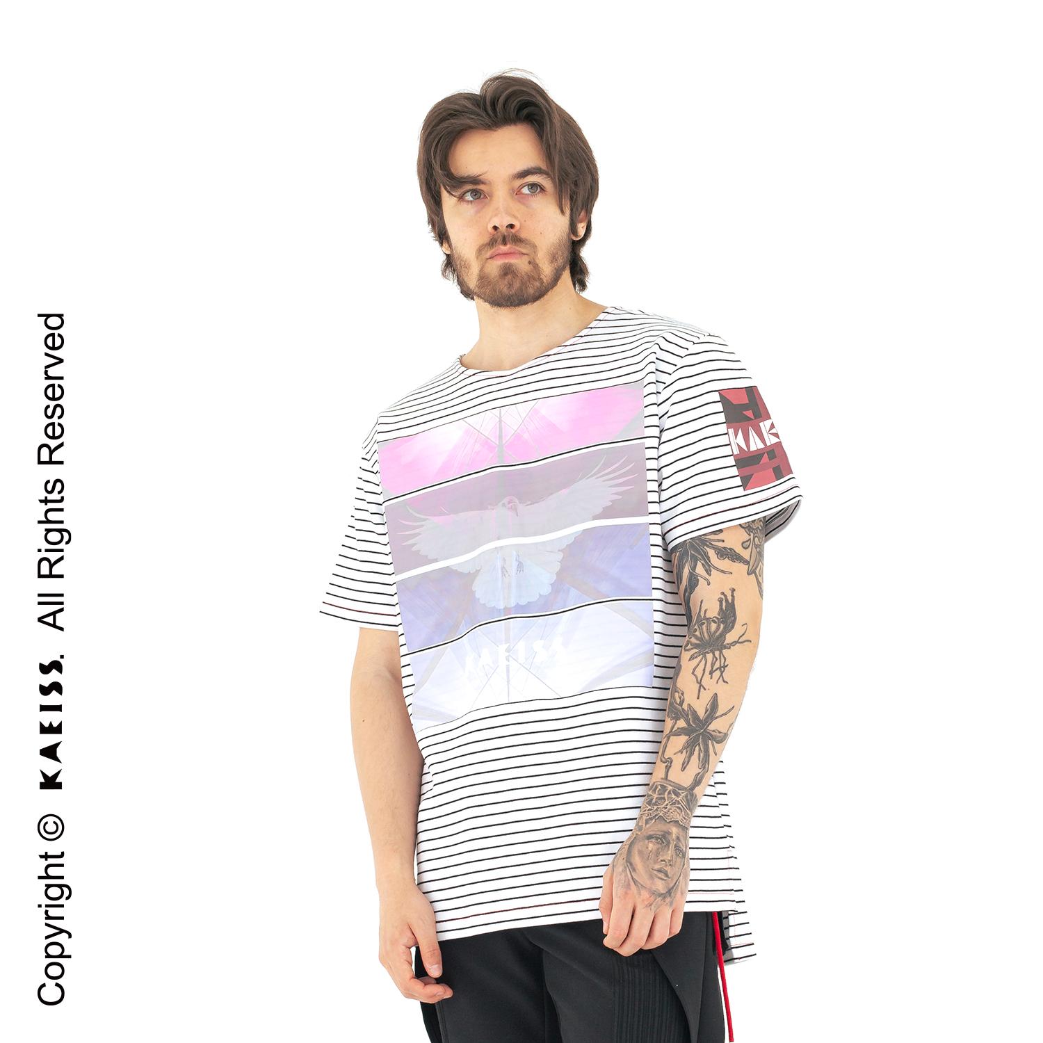 Kias Raven Multi-Print Striped T-Shirt Os