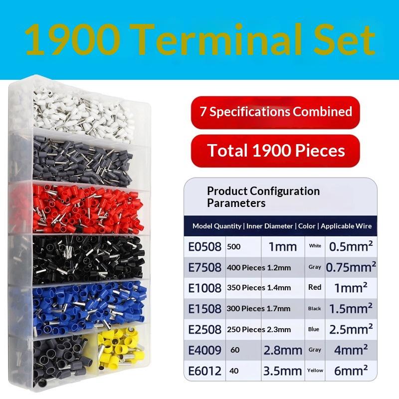 800/1200/1900Pcs Wire Ferrules Kit Awg22-7 Wire Crimp Pin Terminals Ve Terminals Kit Ferrule Connectors Assortment