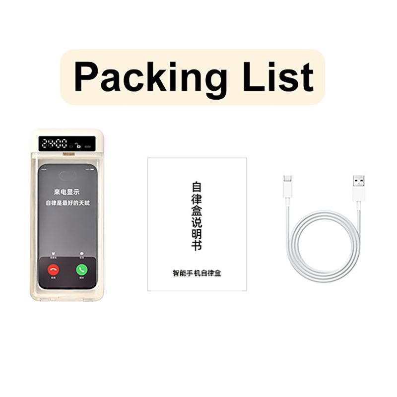 Student Phone Time Manager Transparent Phone Lock Box with LCD Display Screen Adults Students Self-Discipline Tools Phone Locker