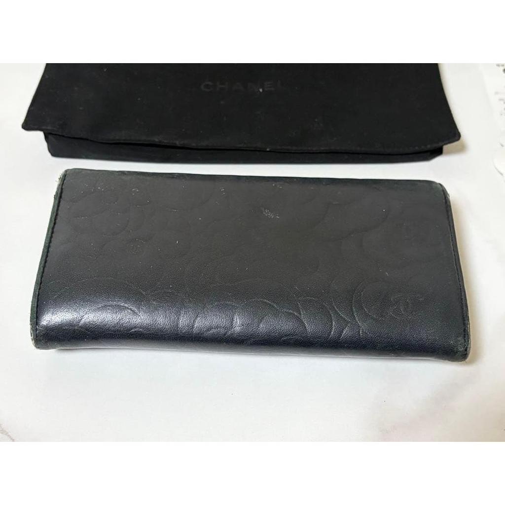 Used CHANEL Camellia Long Wallet with Coco Mark, Black
