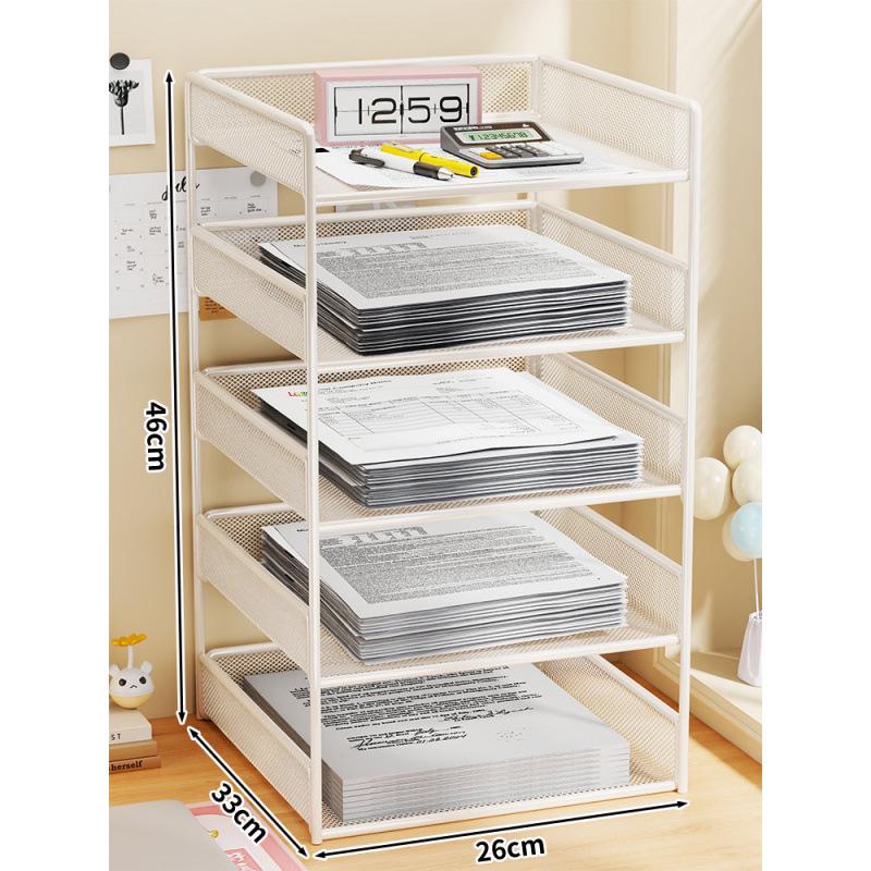 Multi-Layer File Organizer for Desktop: A4 Paper, Books, and Folder Storage Rack