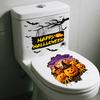 2Pcs Toilet Stickers, Halloween 3D Pumpkin & Bat Sticker, Waterproof Bathroom Decor, Removable Toilet Seat Cover Art, Residue-Free Wall Tile