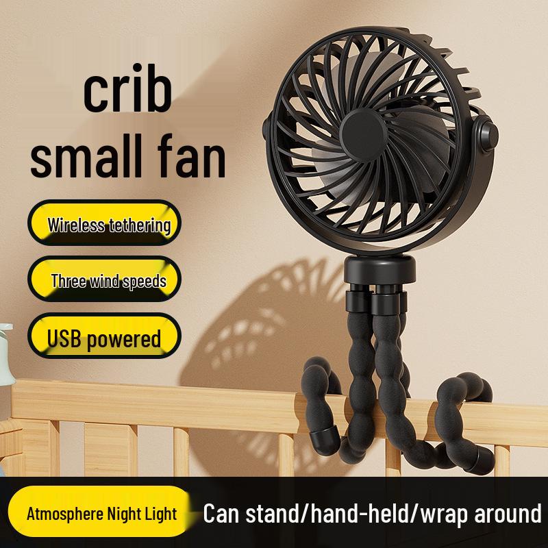 Portable USB Rechargeable Clip-On Fan - Silent, Compact, and Versatile for Strollers and Outdoor Use