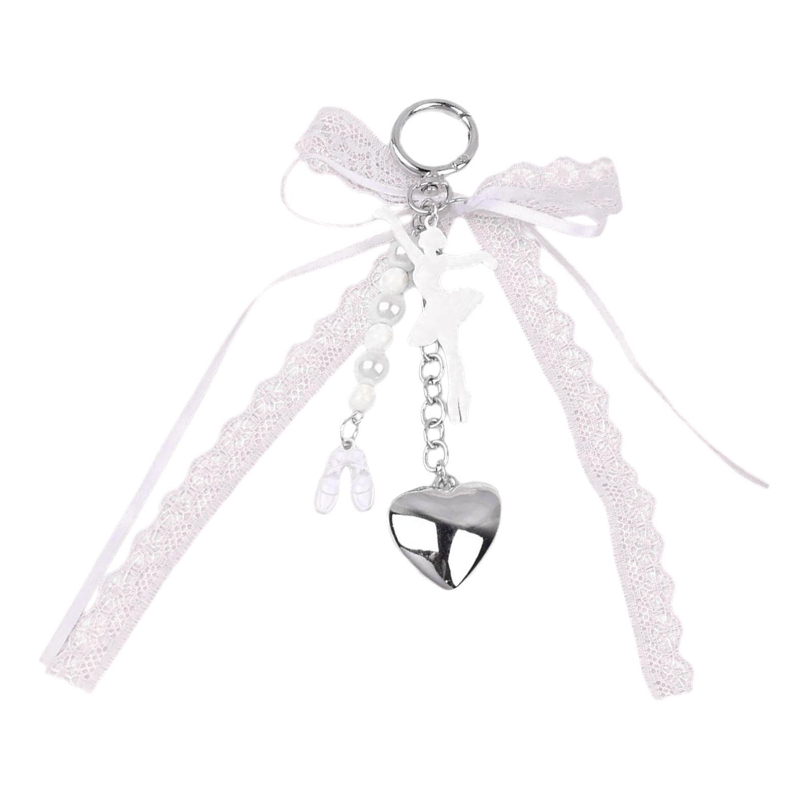 

Ballet Girl Keychain Lace Bows Keyring Creative Car Key Chain Heart Keychain Ornament Creative Bag Charm for Backpack T1