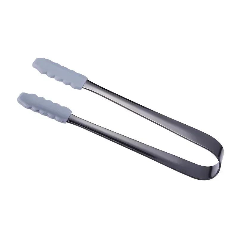 Silicone Head Non-Slip Food Ice Cube Clip Tongs Bread Barbecue Mini Sugar Dessert Clamp House Kitchen Party Coffee Bar Utensils