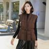 Retro White Duck Down V-neck Down Vest Women's Autumn and Winter Fashion Design Sense Twist Buckle Warm Vest Tide