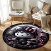 Modern Round Mandala Multicolor Rug Mat, Non-Slip Floor Mat for Entryway