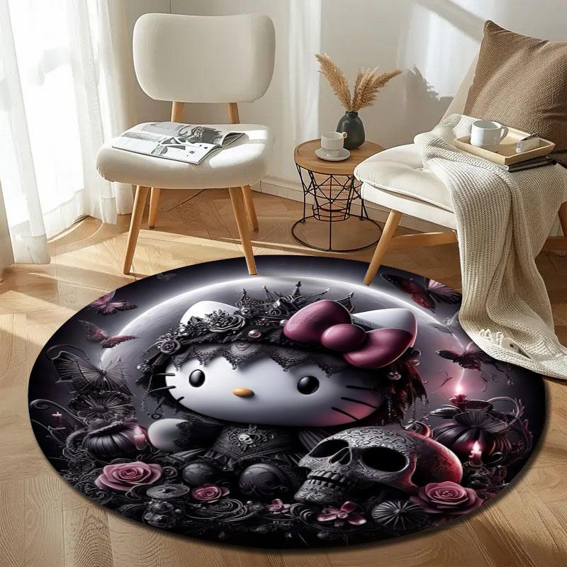 Modern Round Mandala Multicolor Rug Mat, Non-Slip Floor Mat for Entryway