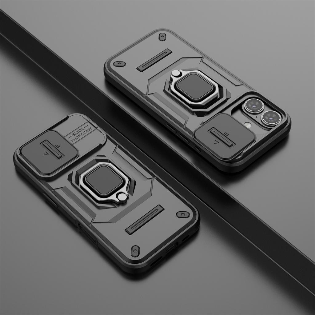 For iPhone 17 Case PC+TPU Kickstand Phone Protector with Lens Cover