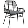 5 Piece Outdoor Dining Set with Cushions Black Poly Rattan & Glass