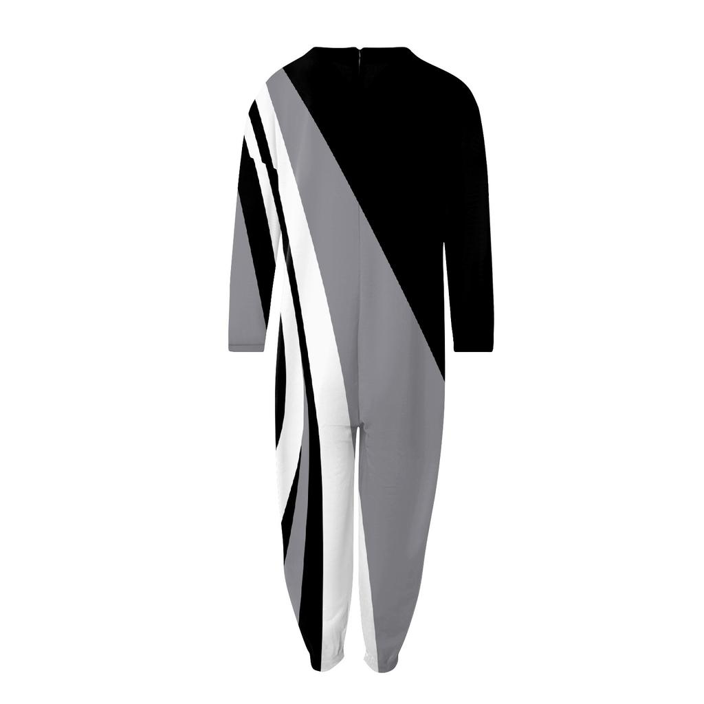 Lockerer, lässiger Jumpsuit mit V-Ausschnitt und langen Ärmeln für Damen in großen Größen