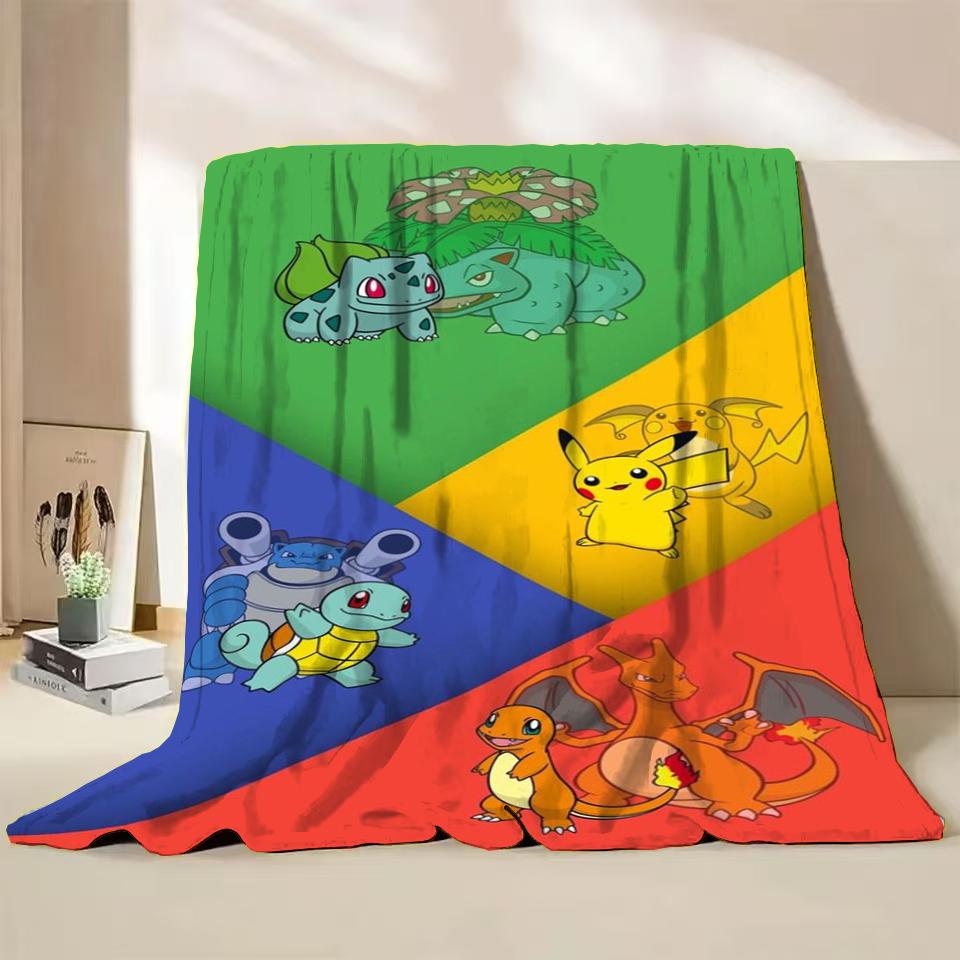 Pokemon Bulbasaur Flannel Throw Blanket for Bed Sofa Home Bedroom Office Travel Children's Cover Blankets Kids Winter Warm Gifts