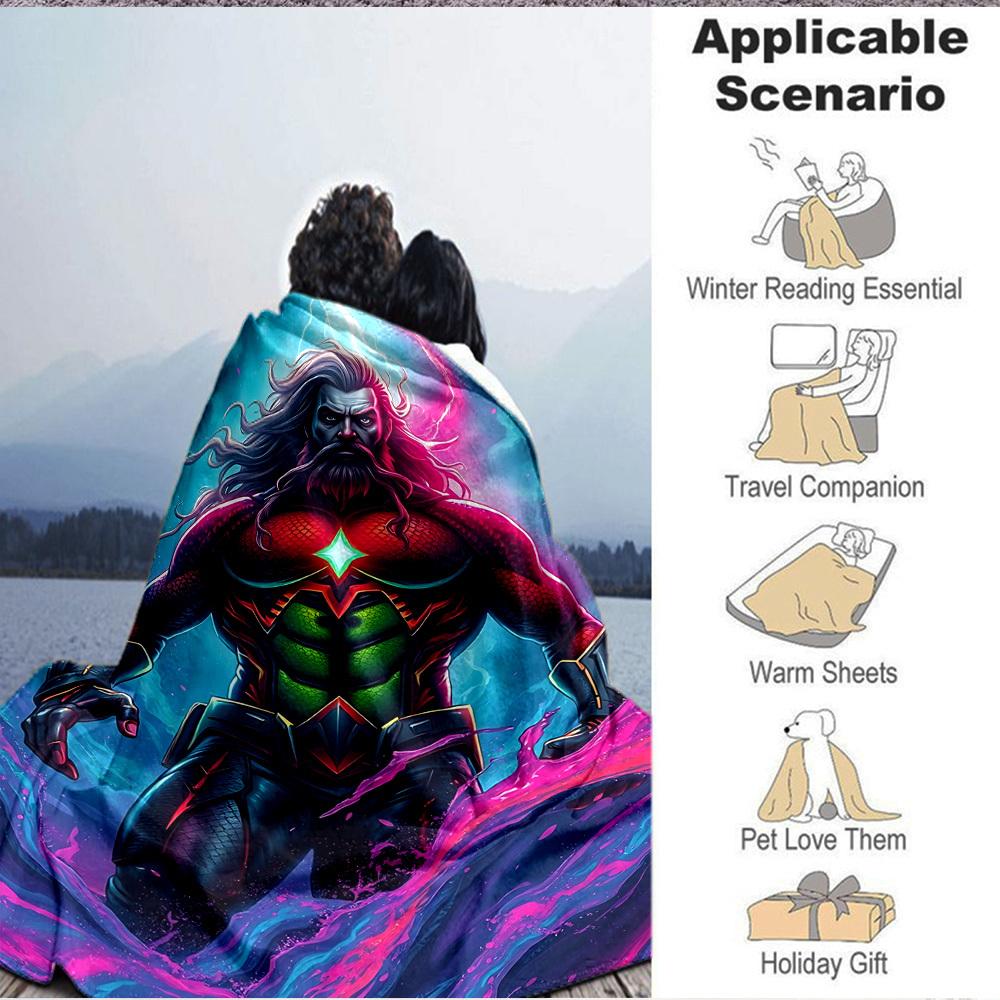 1pc Aquaman, Superhero Blanket | Polyester Fiber, All-Season Comfort for Sofa, Bed, Office, Car, Camping yy251021152