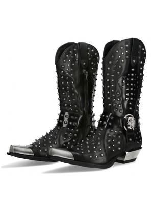 Móda Móda Punk Muži ženy Chelsea topánky Nitky Čierny Kov Štvorcová špička Pracka Motocyklové topánky Kožené Ručne vyrábané Dizajnové topánky 35-45