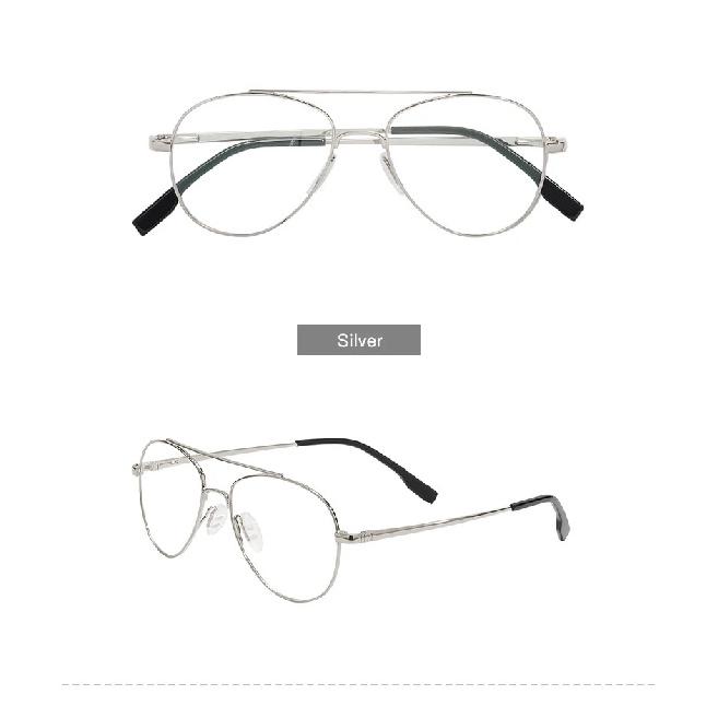 Men Women Double Bridge Eyeglasses Frame Metal Full Rim Pilot Glasses Frame With Spring Hinge For Optical Prescription Lenses