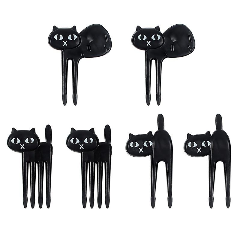 6 Pezzi Domestico Piccolo Animale Forchetta Stuzzicadenti Frutta Carino Cartone Animato Gatto Forchetta per Bambini Accessori Decorativi Forniture Strumenti per Bento Porta Pranzo