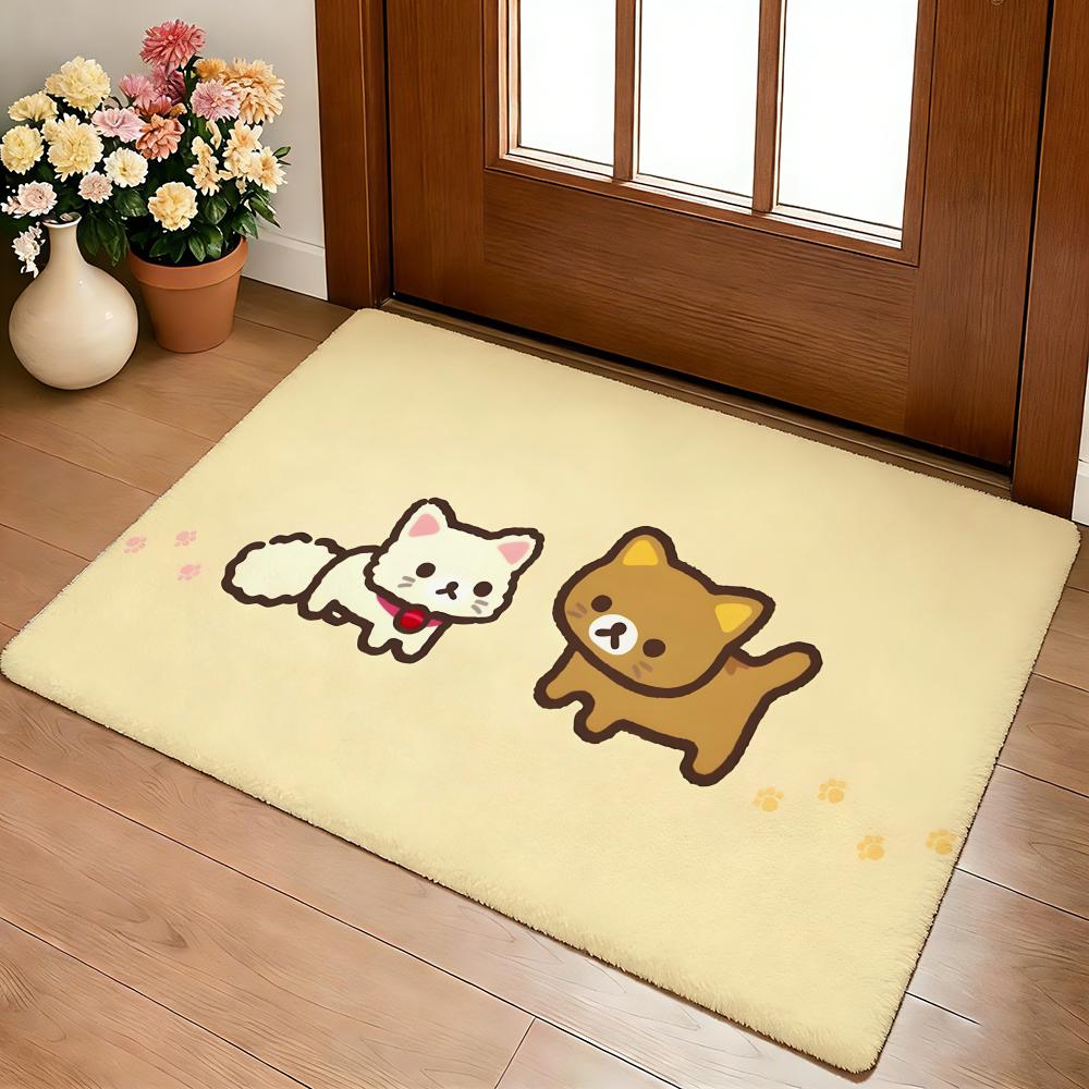 Kwaii Cute P-RilakkumaS Floor Mat Cozy Flannel Soft Thick Non-Slip Mat For Living Room Bedroom Kitchen Decor Rugs