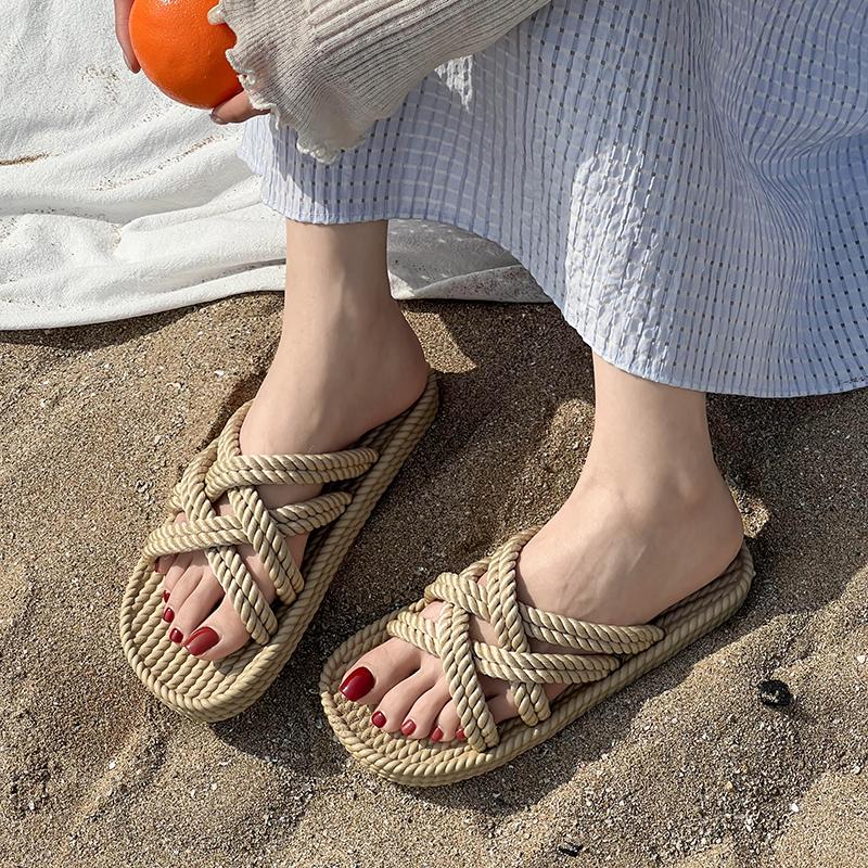 Fashion 2025 Summer New Fashion Elegant Casual Hollow Women's Shoes Solid Color Round Toe Lightweight Flat Heel Open Toe Sandals