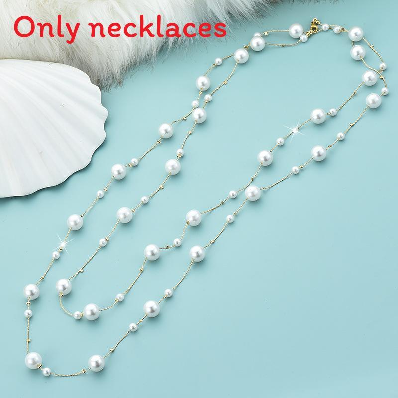 Long Pearl Fashion Necklace For Women With Wave Design For Winter Fashion Accessories