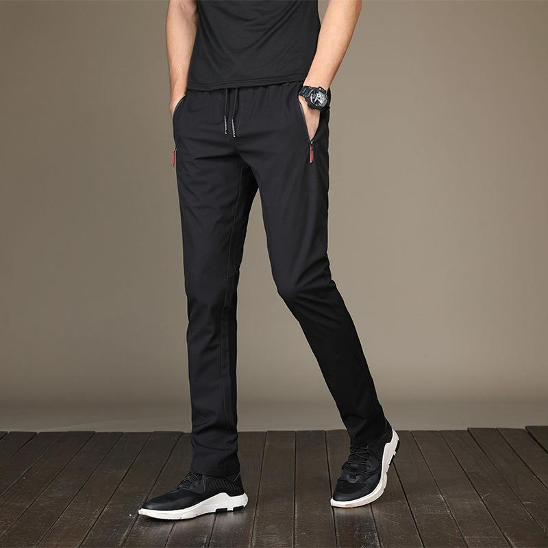 Men's Lightweight Athletic Casual Pants with Zipper Pockets & Printed Design - Machine Washable, Summer Regular Fit - Ideal Gift for Men