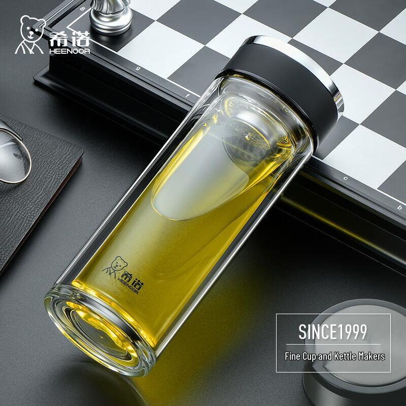 Heenoor Portable Double Wall Glass Tea Infuser Bottle