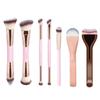 Dual-Head Makeup Brush Set: Foundation, Blush, Loose Powder Brushes In Coffee Color.