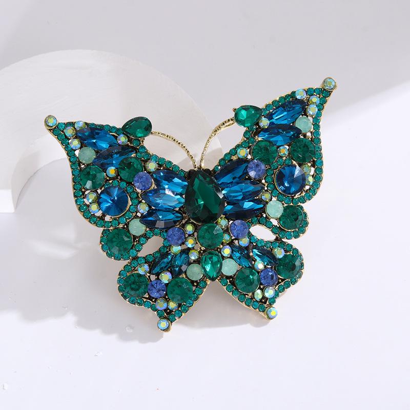 Retro full diamond butterfly brooch, fashionable insects, clothing, coat accessories, chest flowers, butterfly brooch