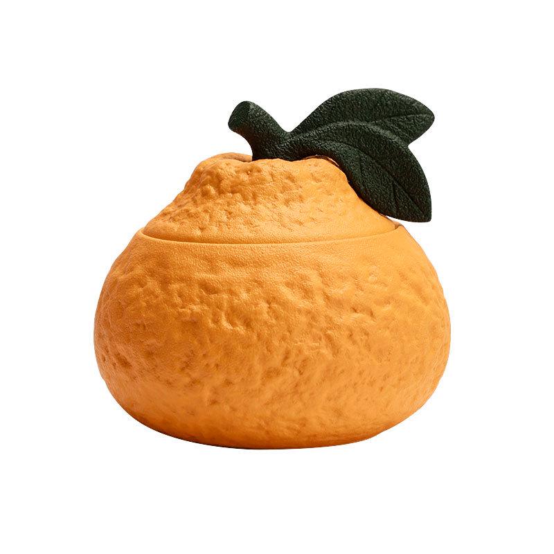 Orange Ceramic Tea Jar - Sealed Pu'er Storage & Moisture-Proof Snack Container