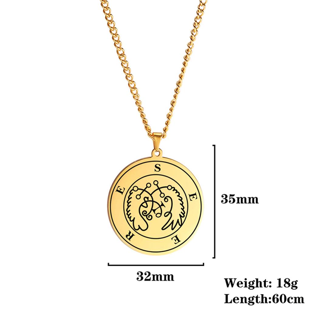King Belial Sigil Demon Seal Necklace Stainless Steel Key of Solomon Pendant Necklaces Amulet Jewelry Gifts Wholesale