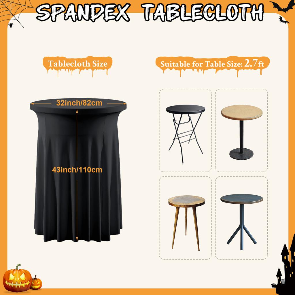 Cocktail Table Covers, Spandex Stretch Round Cocktail Tablecloths Stretch High Top Bar Table Skirt for Wedding Party Banquet
