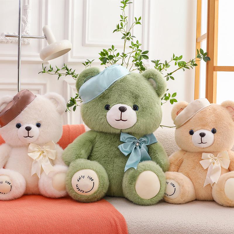 

Cute Beret Bear Plush Toy with Bow – Hugging Doll Pillow 32cm 0.35kg