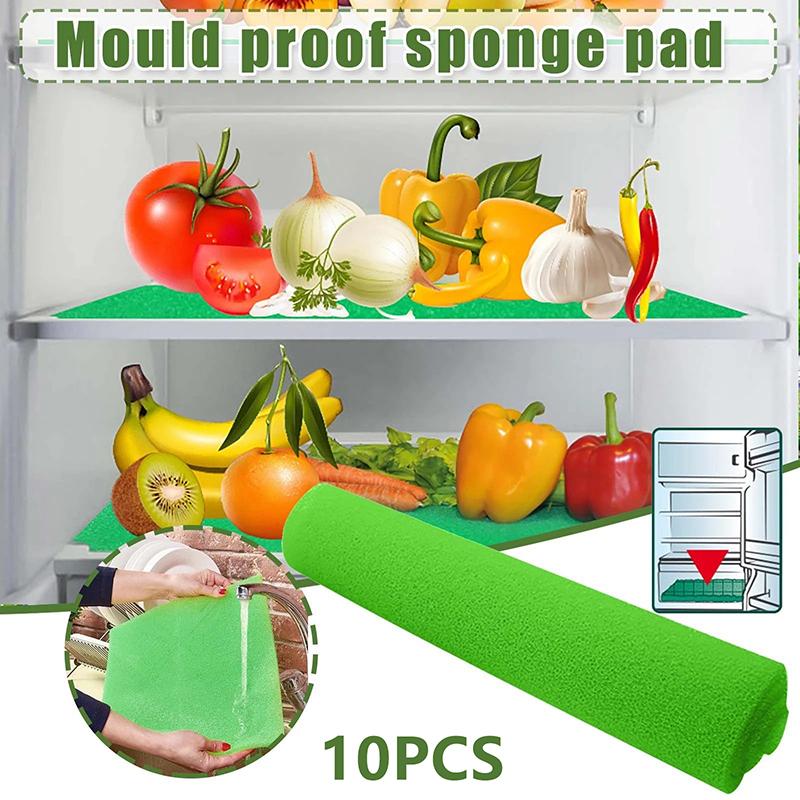 10Pcs Vegetable Fresh Keeping Mat Fridge Drawer Sponge Mat Filter Sponge Refrigerator Mat And Mildewproof Mat