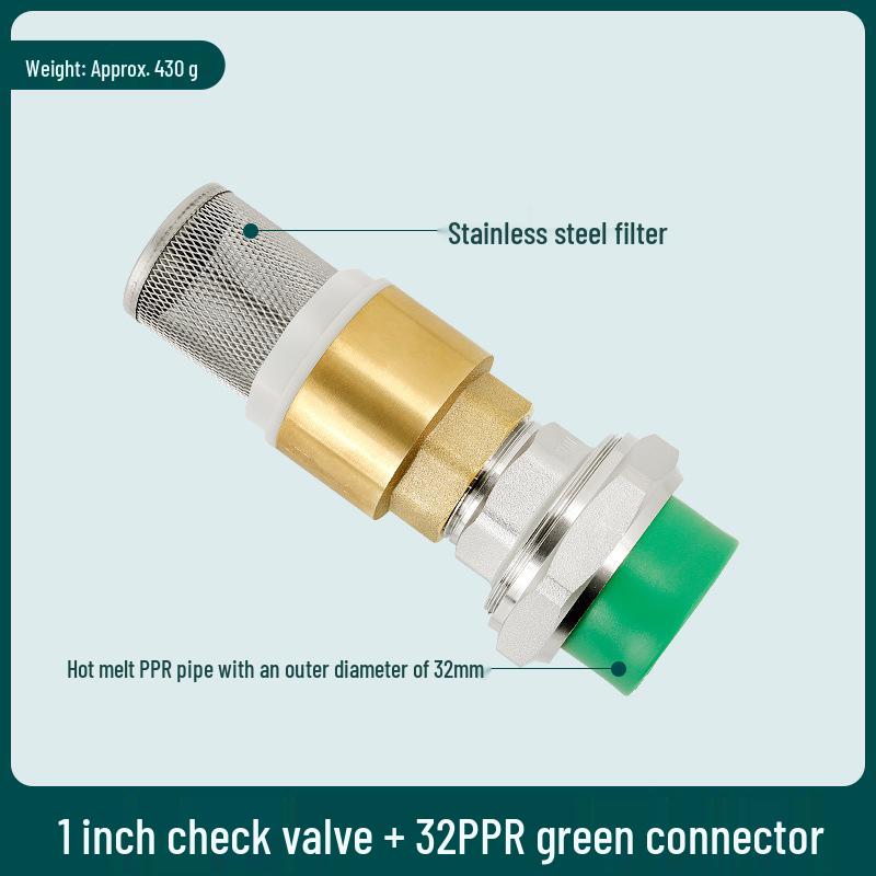 All-Copper Well Check Valve with Anti-Backflow & Self-Priming Pump Filter, 1-inch PPR