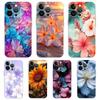 Für iPhone 15 16 14 13 12 mini 11 Pro Max XS X XR SE 7 8 Plus Silikon Klare Hülle Schöne Blumen Blätter Luxus Handyhülle